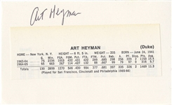 Art Heyman Signed AUTO 3x5 index card 1st Pick of 1963 NBA Draft Knicks ABA D.2012