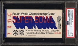 1970 Super Bowl IV 4 Ticket Stub KC Chiefs v Vikings Len Dawson MVP PSA 4