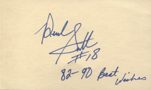 Derek Smith Signed 3x5 card Early Basketball Death