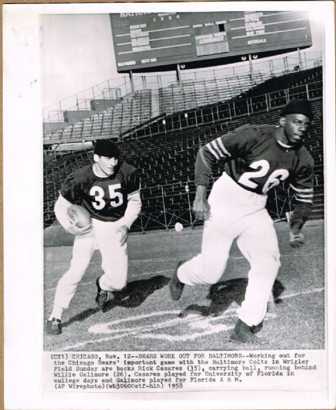 Chicago Bears Willie Galimore & Rick Casares 1958 original Photo Baltimore