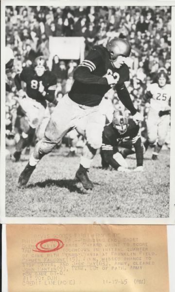Glenn Davis blockers vs Penn 1945 original wire photo