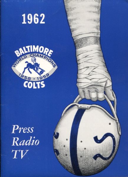 1962 BALTIMORE COLTS NFL FOOTBALL PRESS TV RADIO MEDIA GUIDE MINT Pristine