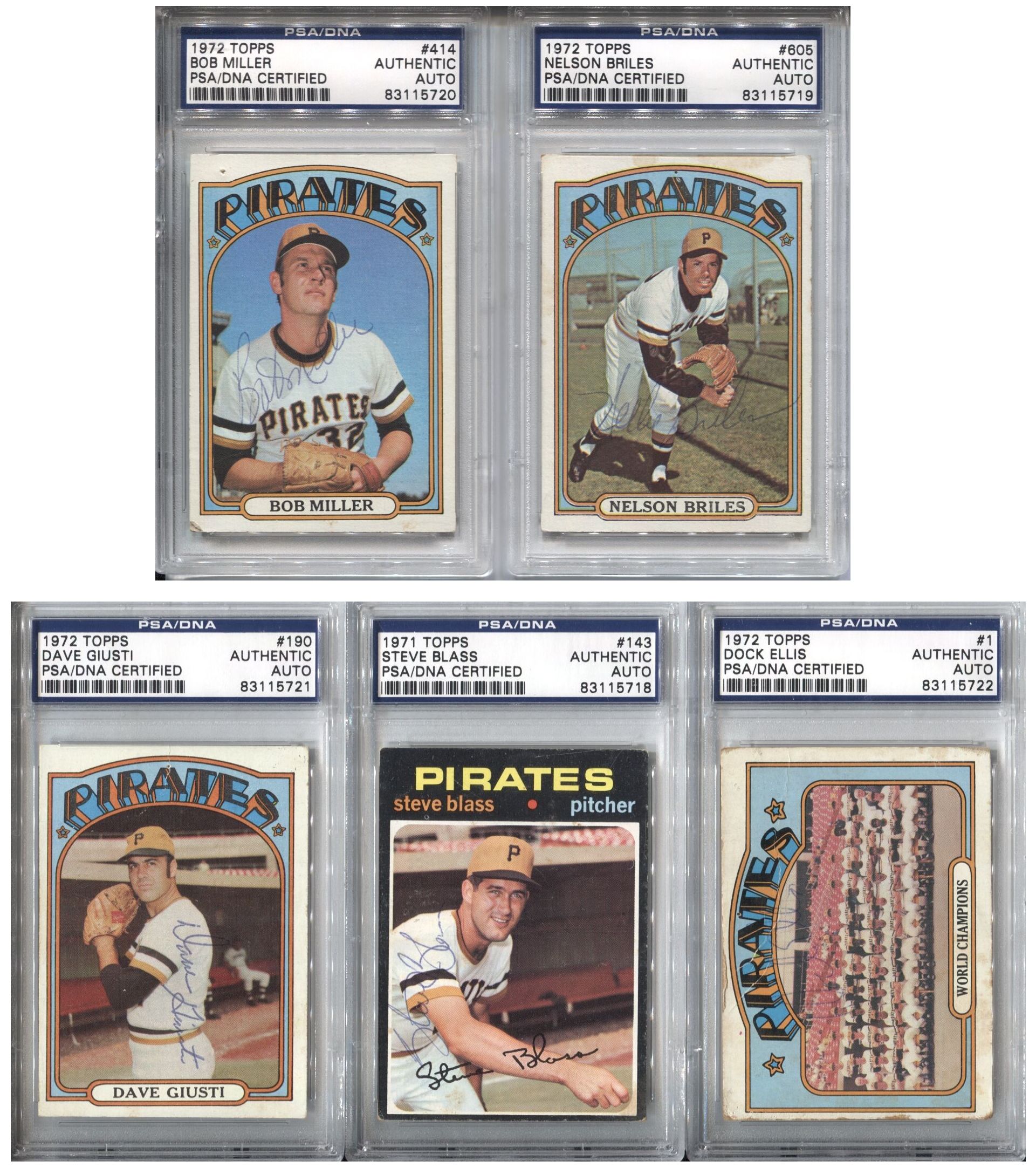 Lot Detail - Lot of 5 Signed Pirates 1971 & 1972 Topps Baseball Cards