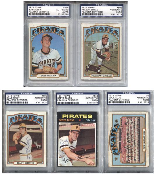 Lot of 5 Signed Pirates 1971 & 1972 Topps Baseball Cards