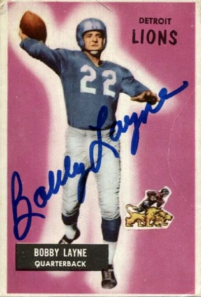 Sold at Auction: 1953 Bowman FB Bobby Layne #21 Lions card.