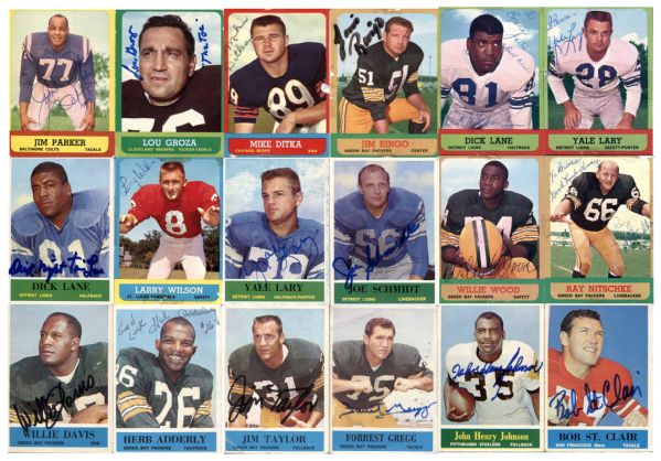 1963 Topps & 1964 Philly Gum Football Signed Card Lot of 18 - All HOFers