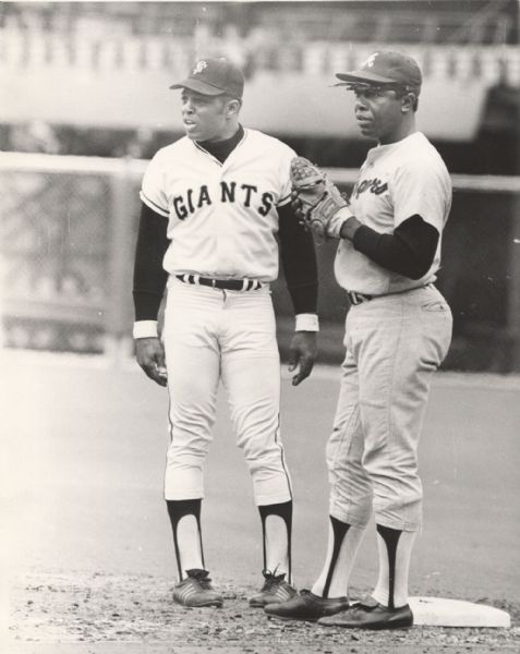 1971 Willie Mays Hank Aaron Giants Braves Original Photo