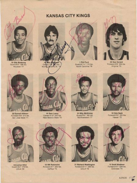 1978-79 KC Kings and Bill Robinzine Signed team photo D. 1982