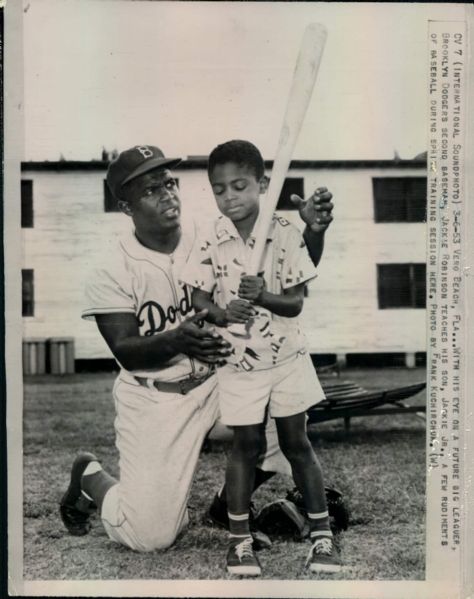 Jackie Robinson & Jackie Robinson Jr. 1953 original photo Touching