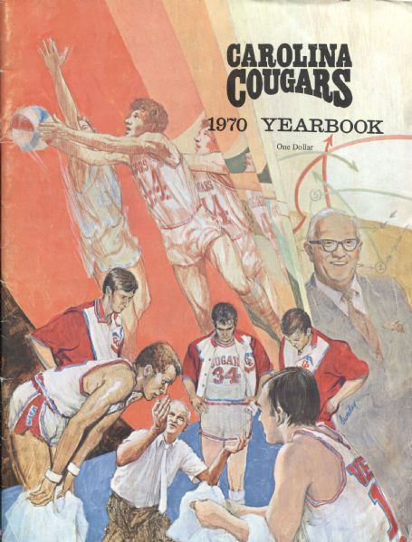 1969-1970 Carolina Cougars ABA Basketball Yearbook - bonus scorecard vs Pacers