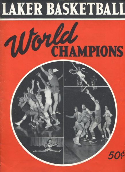1950 MINNEAPOLIS LAKERS NBA CHAMPIONS YEARBOOK – signed by HOFer Vern Mikkelsen