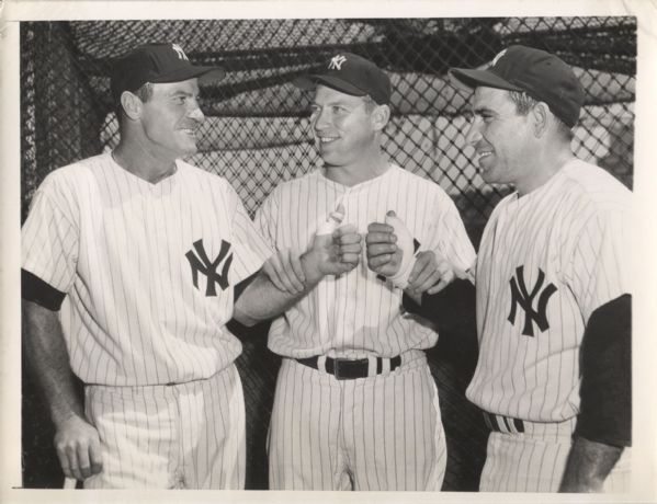 Mickey Mantle, Hank Bauer, & Yogi Berra 1957 original photo 