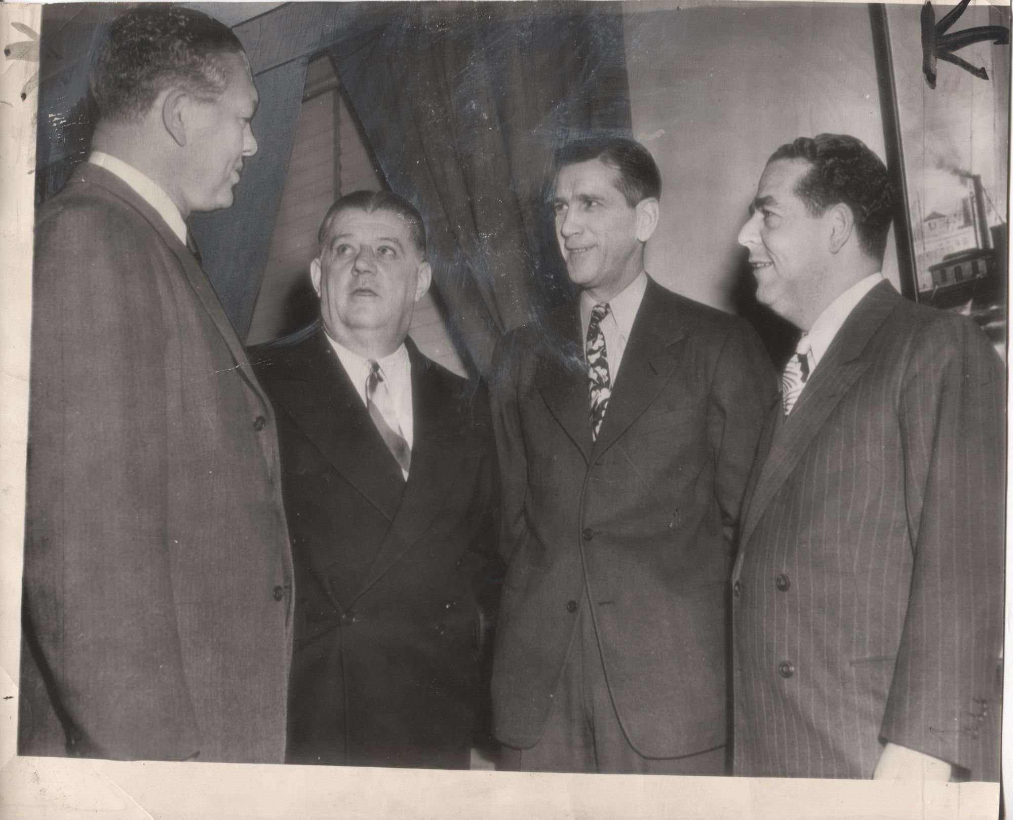 Lot Detail - Curly Lambeau Bert Bell Fred Mandel & Elmer Layden - 1945  Original Photo