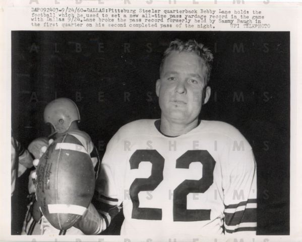 Bobby Layne Breaks NFL All-Time Passing Record - 1960 Original Photo - Steelers