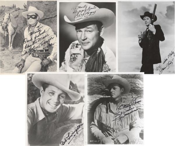 Lot of 5 Signed Deceased Hollywood Cowboys 8x10 photos w/ Clayton Moore & Roy Rogers