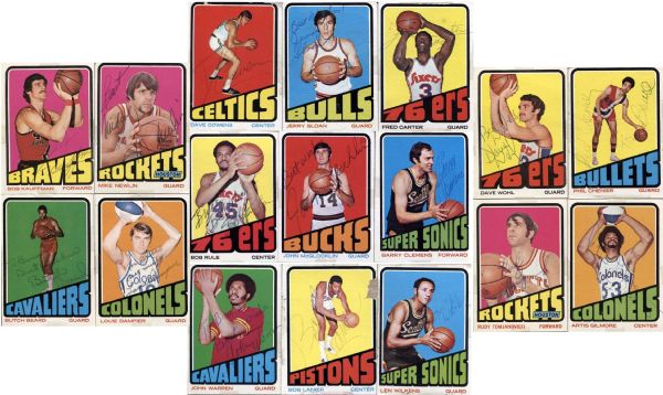 Collection of 17 Different Signed 1972-73 Topps Basketball Cards with Artis Gilmore Rookie