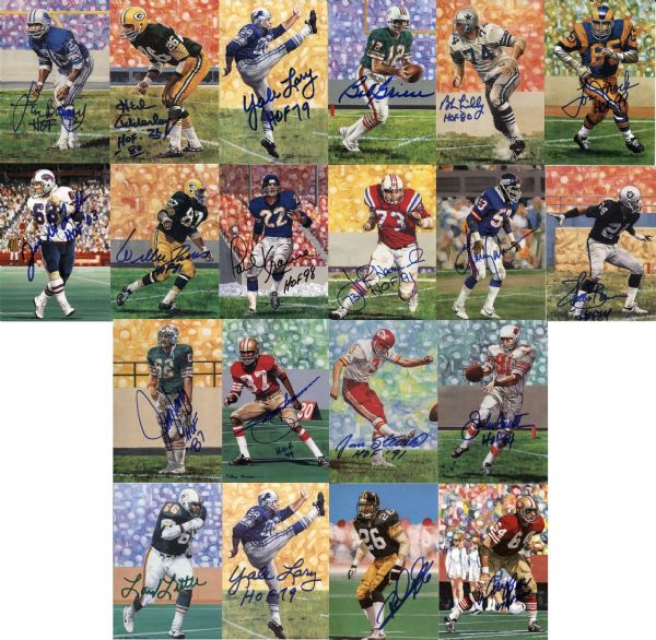 Group Lot of 20 Signed Goal Line Art Cards