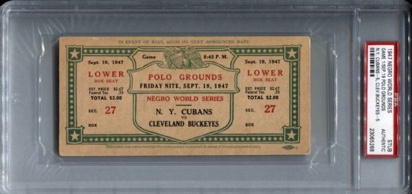 Lot Detail - 1947 Negro World Series Full Ticket – Game 1 – NY Cubans ...