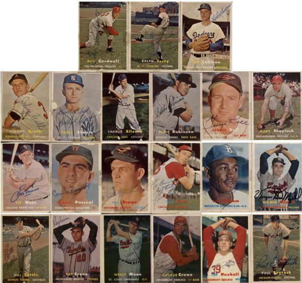 1957 Topps Baseball Cards Signed – Lot of 21 Featuring Jim Gilliam