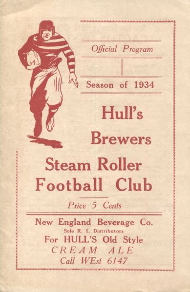 1934 Providence Steam Rollers Football Program NFL