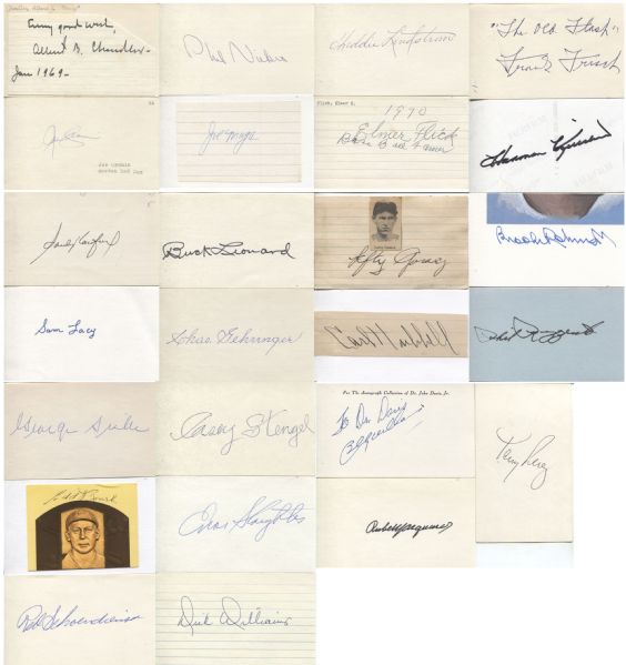 25 Different Baseball HOF Signed 3x5 Cards – Most Deceased - Stengel