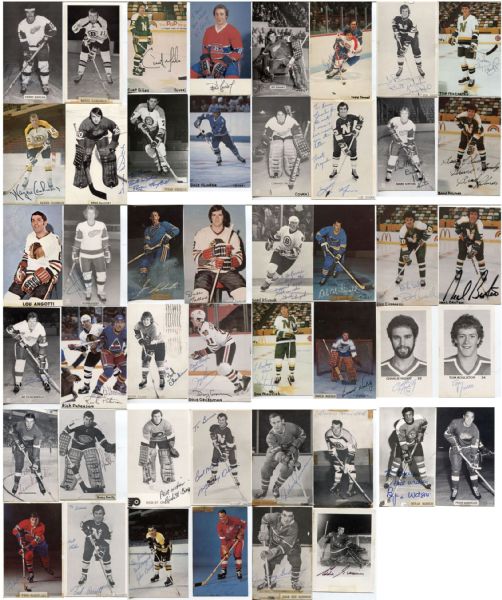 Collection of 45 1960s - 80s Hockey Team Issued Autographed Postcards – JD McCarthy – Photos