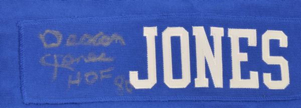 Deacon Jones Autographed HOF 80 and Framed Blue Rams Jersey Auto JSA COA  (D1-L)