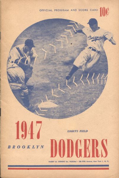 Jackie Robinson’s FIRST Major League HIT Brooklyn Dodgers Program 4-17-47