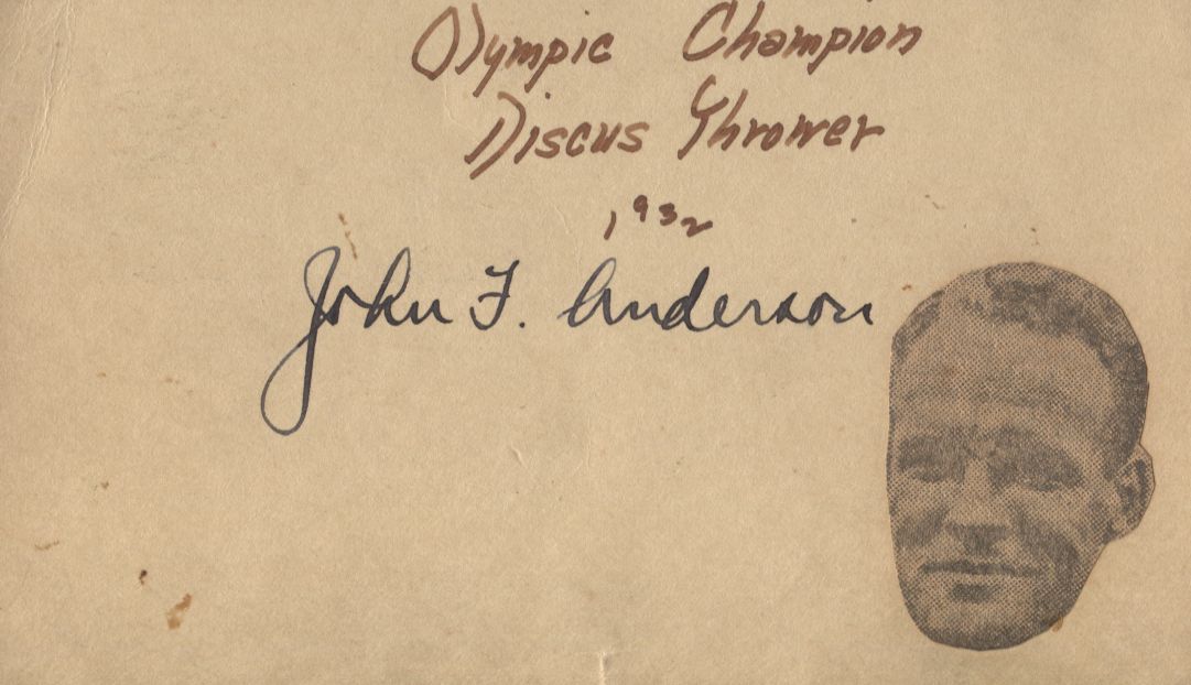 Lot Detail - John F. Anderson D. 1948 Signed GPC – 1932 Summer Olympics ...