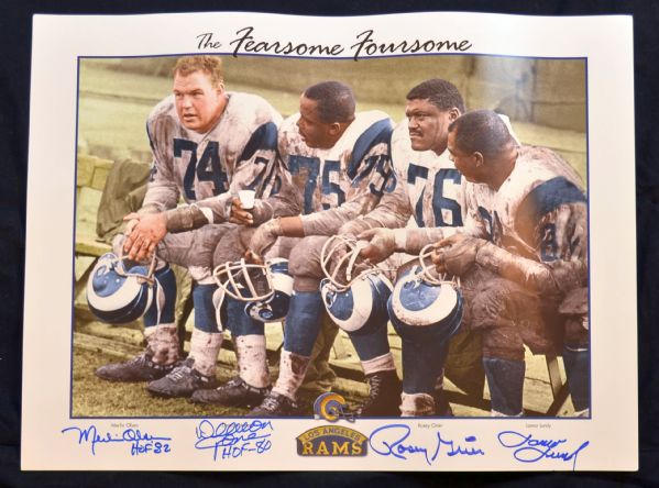 Los Angeles Rams “Fearsome Foursome” Autographed Color Litho Print