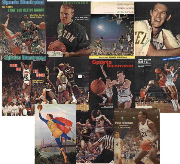 Lot of 11 Signed Basketball Magazine Covers & Photos