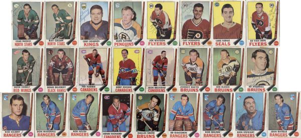 Lot of 25 Signed Topps 1969-70 Hockey Cards Loaded with HOFers