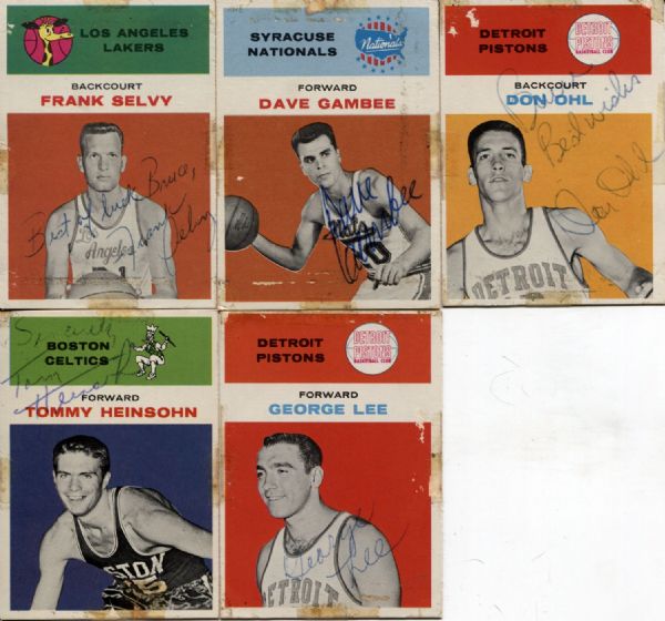 Lot of 5 Signed 1961 Fleer Basketball Cards