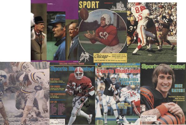 Lot of 7 Vintage Signed Football Magazine Covers & Photos – Tom Landry