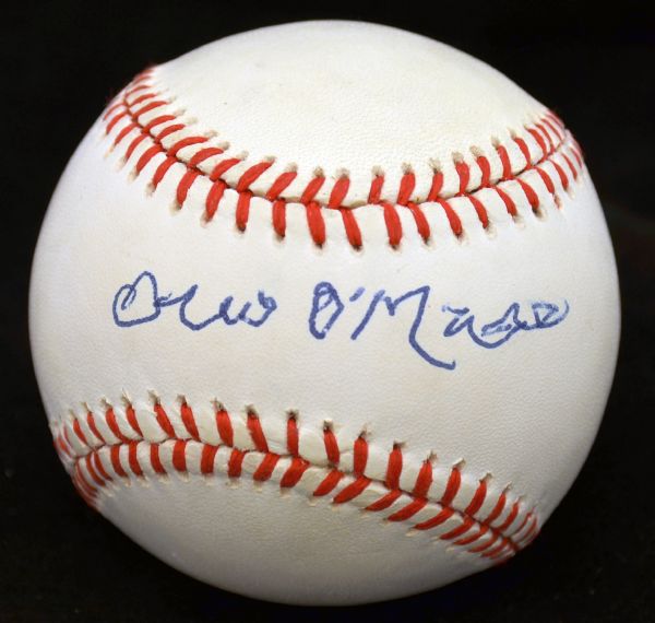 Ollie O’Mara Single Signed Baseball – 1916 Brooklyn Robins D. 1989