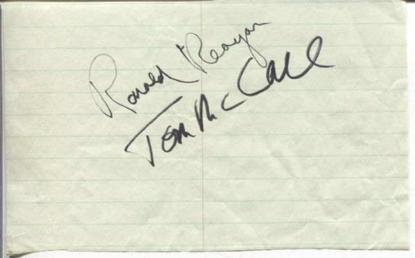 Ronald Reagan & Tom McCall Signed Notebook Page – In-Person Late 1960’s