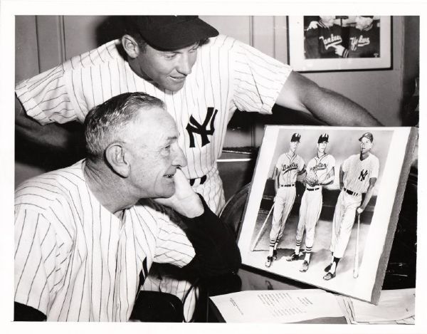 Mickey Mantle & Casey Stengel admire Micks younger brothers original 1953 photo