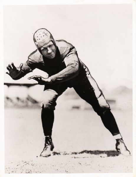 Bronko Nagurski Fantastic Shot Chicago Bears leather helmet original photo