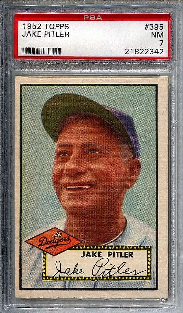 Lot Detail - 1952 TOPPS #395 JAKE PITLER NM-MT PSA 7 – Brooklyn Dodgers ...