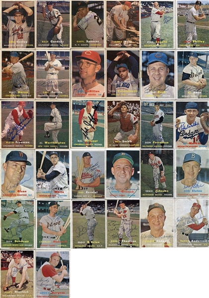 1957 Topps Signed Baseball Cards Lot of 32 - Loaded - Carl Furillo