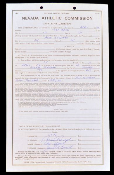 1992 George Foreman vs. Alex Stewart Boxing Fight Contract Signed by Each