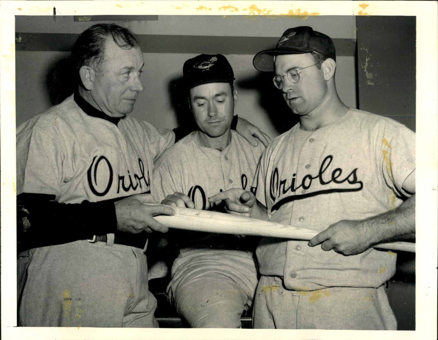 Lot Detail - 1954 Baltimore Orioles Clint Courtney Jimmy Dykes & Bob  Kennedy original photo