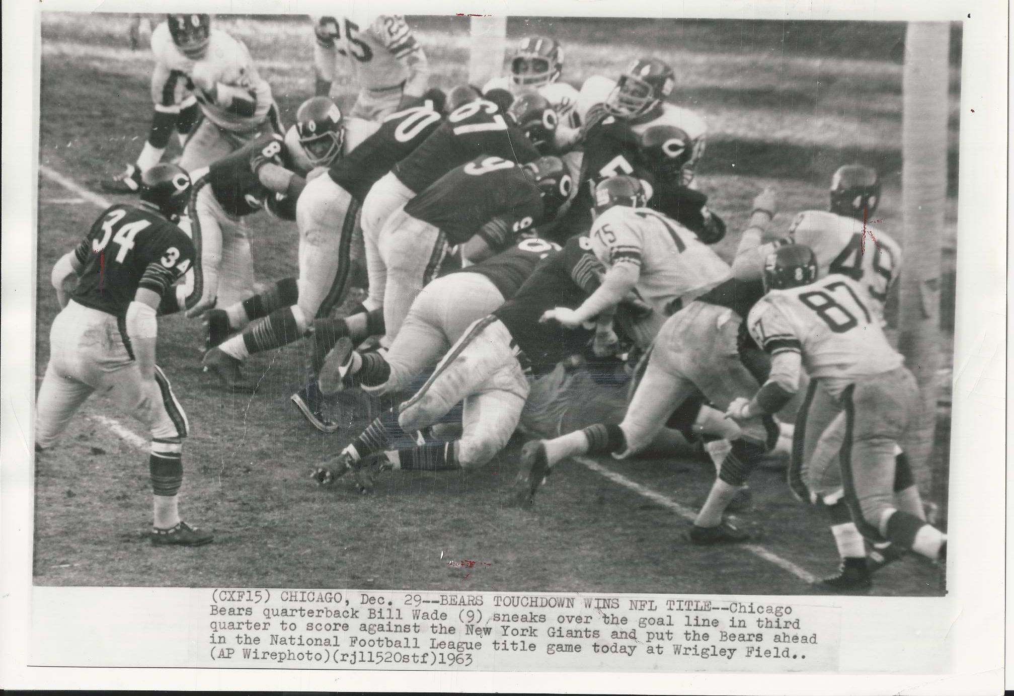 Lot Detail - 1963 Bears Giants Original Photo NFL Championship