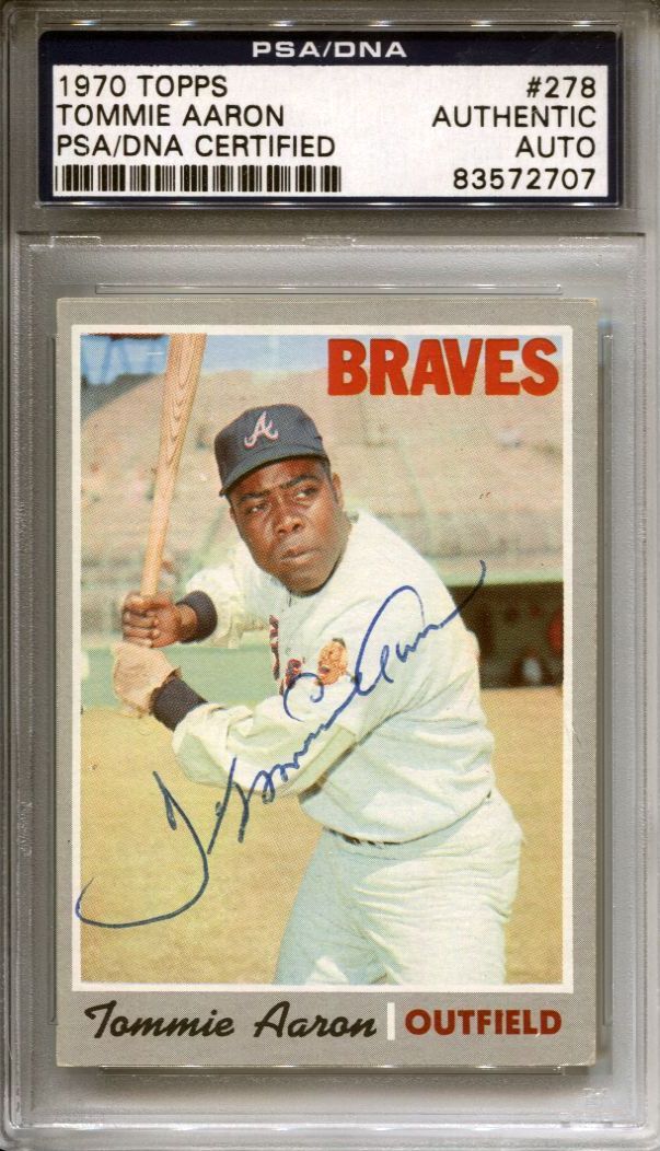 Lot Detail - Tommie Aaron Signed 1970 Topps Baseball Card #278 – Tragic ...