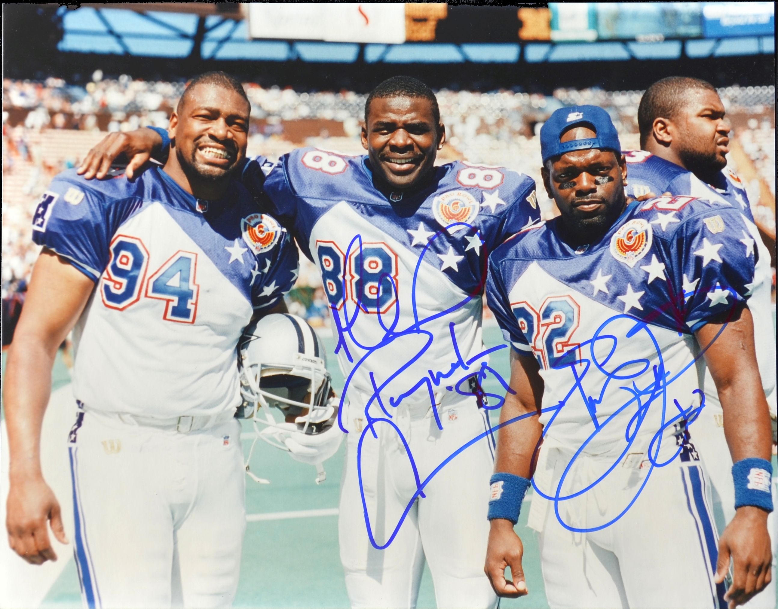 Lot Detail - Michael Playmaker Irvin & Emmitt Smith Signed 11x14 Super  Unique Pro Bowl Photo