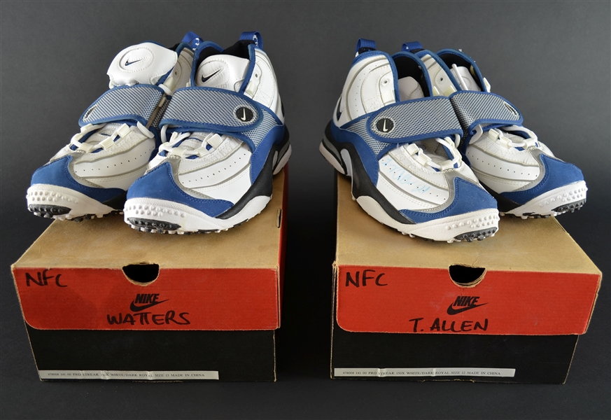 Terry Allen & Ricky Watters Autographed 1996 Pro Bowl Issued Football Turf Shoes