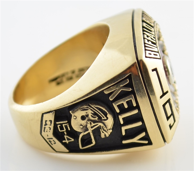 Lot Detail - 1990 Buffalo Bills AFC Championship Ring – 10 K – SS - Kelly