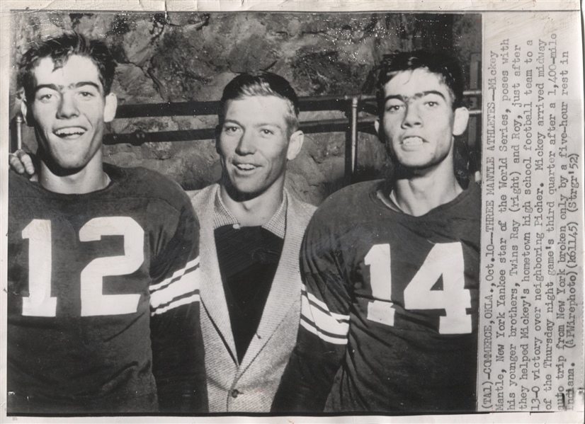 1952 Yankees MICKEY MANTLE & his TWIN Brothers Roy & Ray original photo