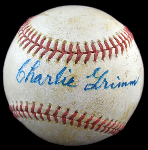 Charlie Grimm 1945 Chicago Cubs Manager Single Signed Baseball