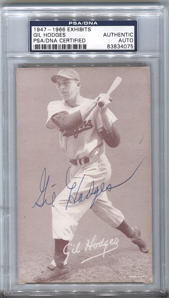 Gil Hodges 1947-66 Exhibit Card Autographed Signed PSA/DNA